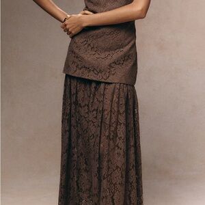 PrettyLittleThing Chocolate Lace Maxi Skirt
